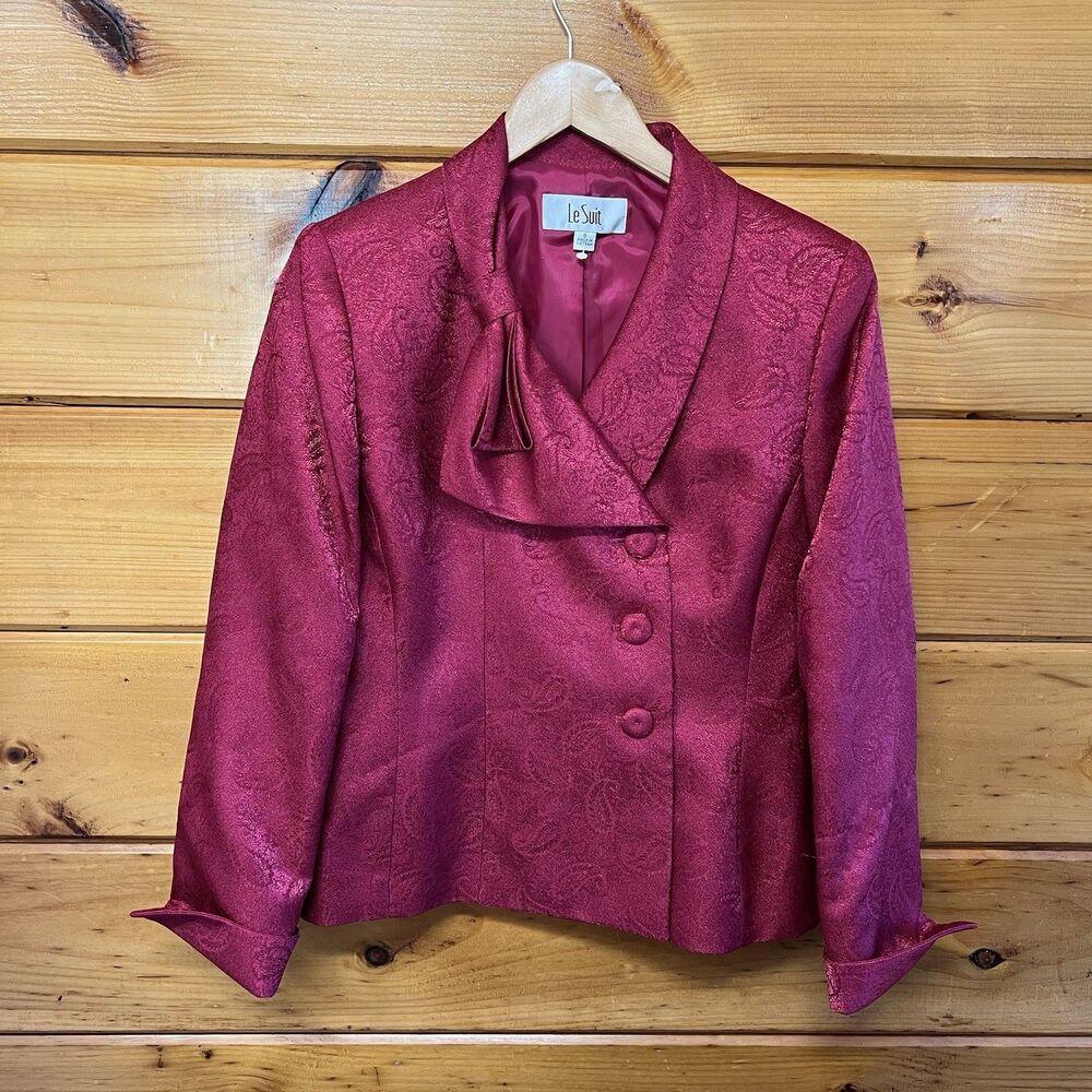 Le Suit Unique Side Button Shiny Textured Lined B… - image 2